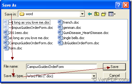 save pdf to word in save as dialog box
