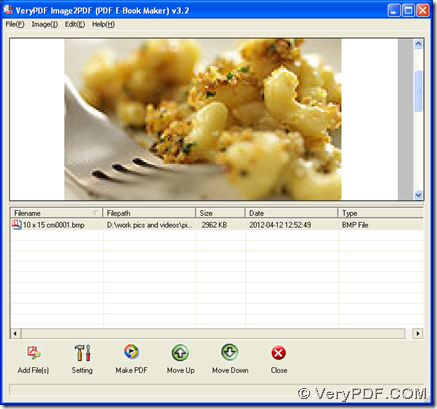 interface of Image to PDF Converter