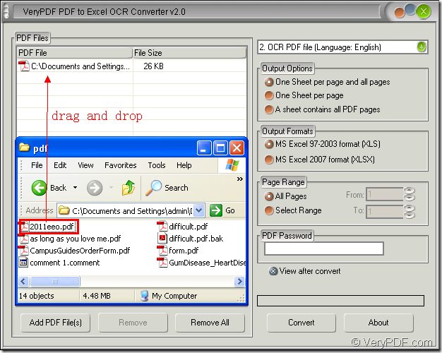 add image PDF into PDF to Excel OCR Converter