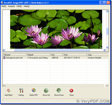 interface of Image to PDF Converter
