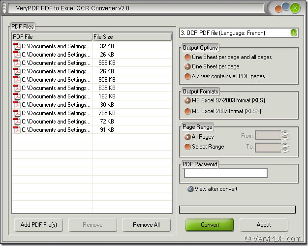 add PDF documents into PDF to Excel OCR Converter