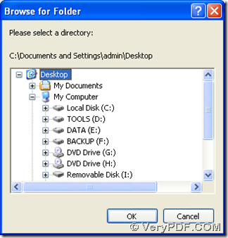 select targeting folder in dialog box of 