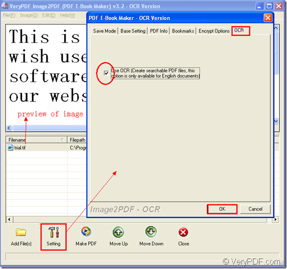 interface of Image to PDF OCR Converter