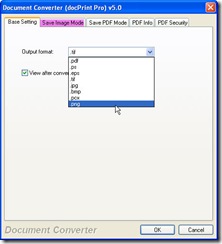 set output file format