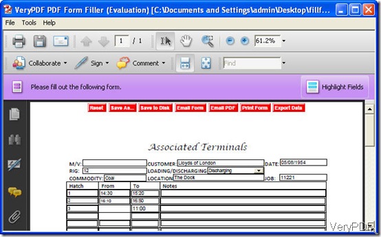 interface of PDF Form Filler