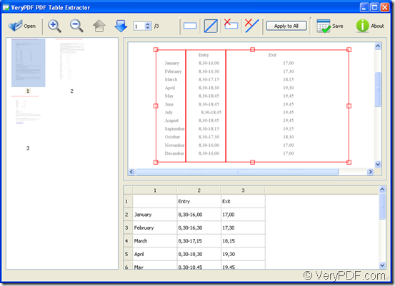 interface of PDF Table Extractor