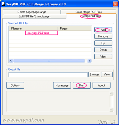 interface of software PDF Split-Merge