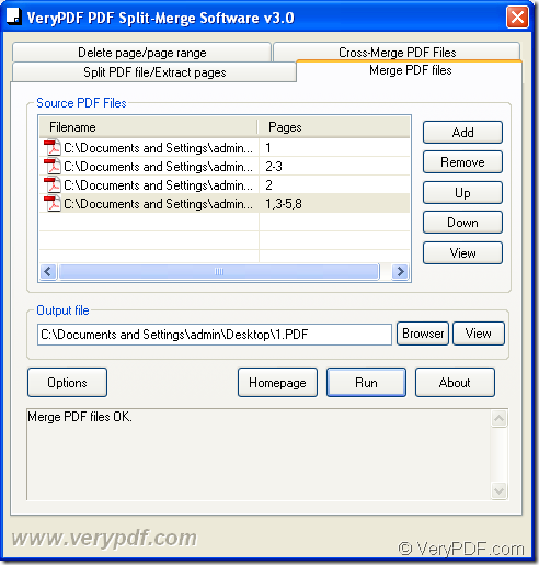 merge PDF with VeryPDF PDF Split-Merge
