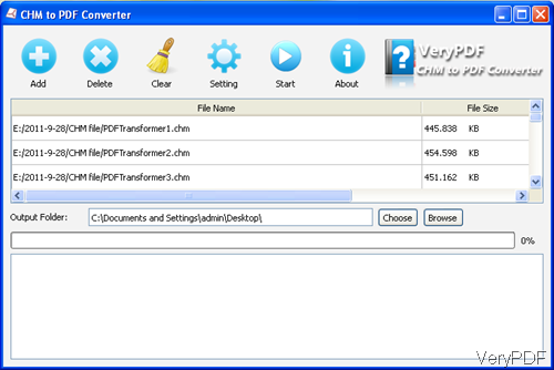 software interface of CHM to PDF Converter for Windows