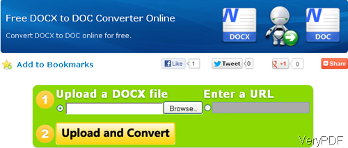 software interface of Free DOCX to DOC Converter Online