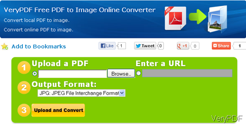 software interface of PDF to Image Online Converter