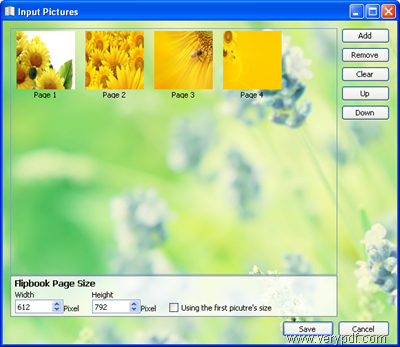input images to convert images to flip book