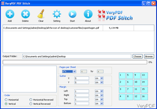 software interface of PDF Stitcher