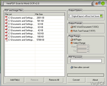 Scan to Word OCR Converter interface