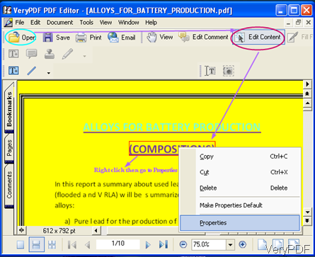 software interface of PDF Editor 