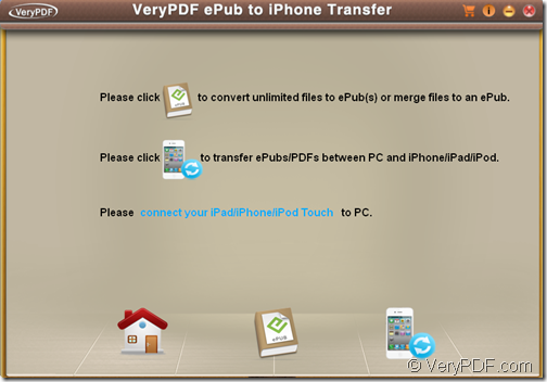 main interface of VeryPDF ePub to iPhone Transfer