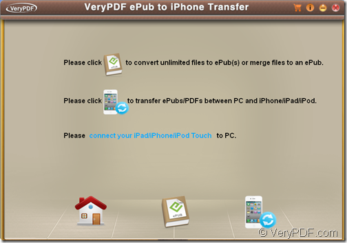 main interface of VeryPDF ePub to iPhone Transfer 