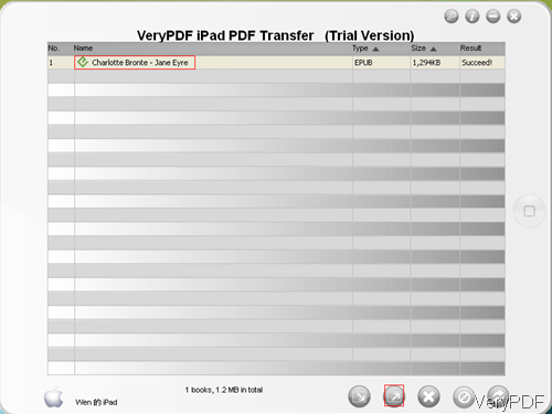 software interface of  iPad PDF Transfer