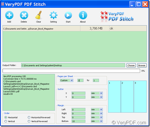 combine selected PDF pages into single PDF page  with VeryPDF PDF Stitcher