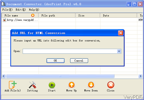 software interface of Document Converter