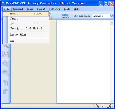 software interface of OCR2Any Converter