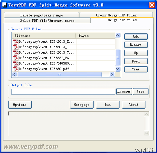 software interface of PDF Split and Merge