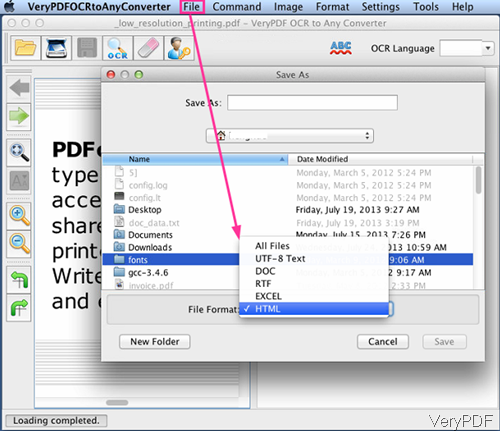 save PDF as HTML
