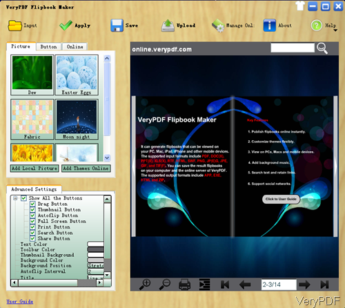 software interface of flipbook maker