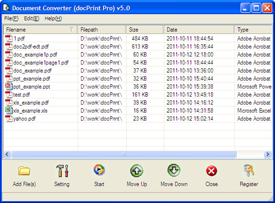 graphical user interface of Document Converter