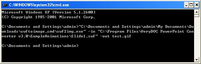 Command line example about converting flash to image