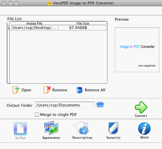 Interface of PBM to PDF Converter for Mac OS
