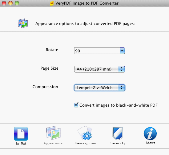 Panel of appearance options to adjust converted PDF pages
