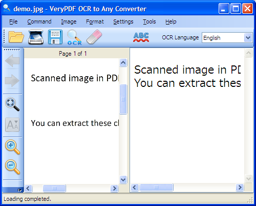 interface of Image to RTF OCR Converter