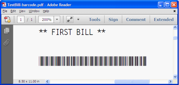 barcode string in PDF 