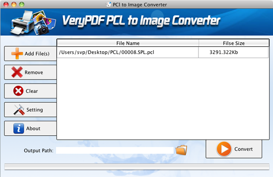 main interface of PCL to Fax Converter for Mac OS X
