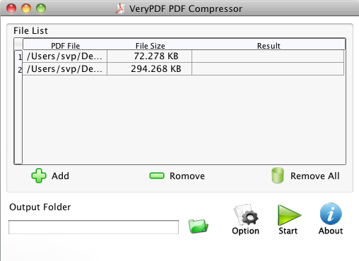 interface of PDF Compressor for Mac