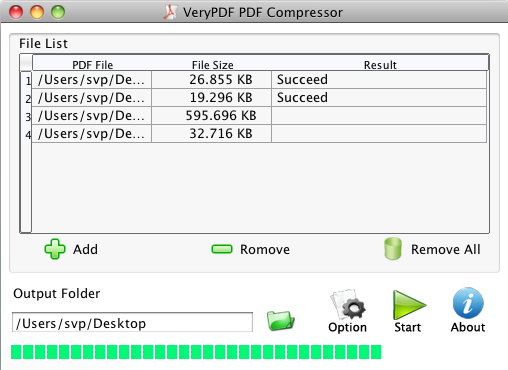 interface of PDF Optimizer for Mac OS X