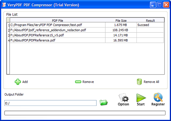 UI of VeryPDF PDF Compressor