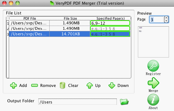 Interface of PDF Joiner for Mac