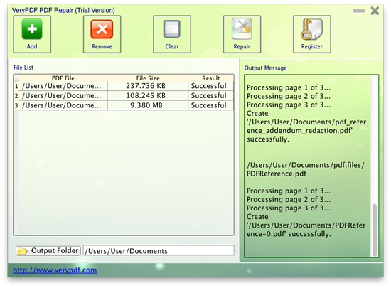 interface of PDF Repairing Tool for Mac