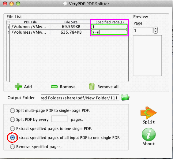 user interface of PDF Page Merger for Mac