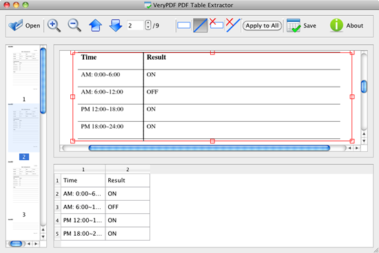interface of PDF to Excel Spreadsheet Converter for Mac
