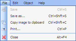 file menu of image editor