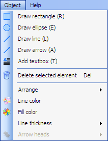 object menu of image editor