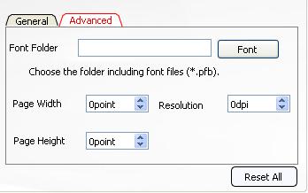 specify page size, resolution and fonts