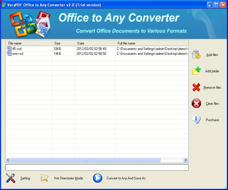 main interface of Visio to PDF Converter