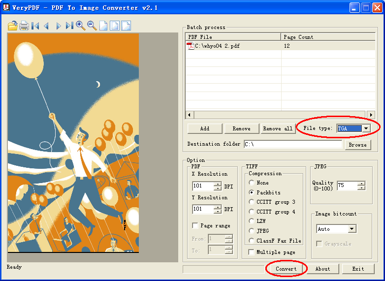 Acrobat to TGA Converter