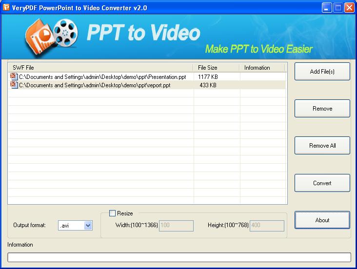 PowerPoint to Video Converter interface