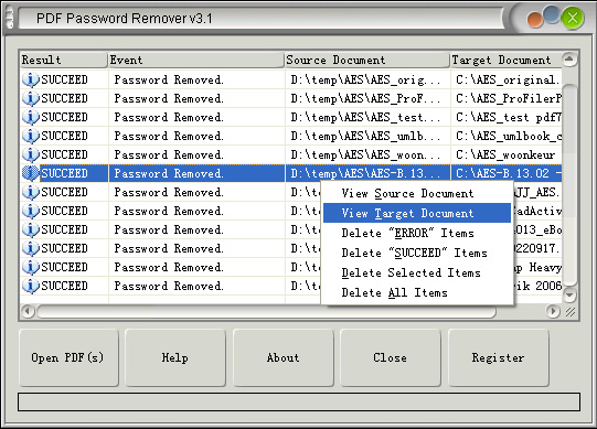 PDF Password Remover does support AES protected PDF files