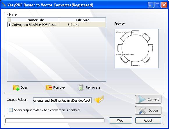 main interface of JPG to Vector Converter